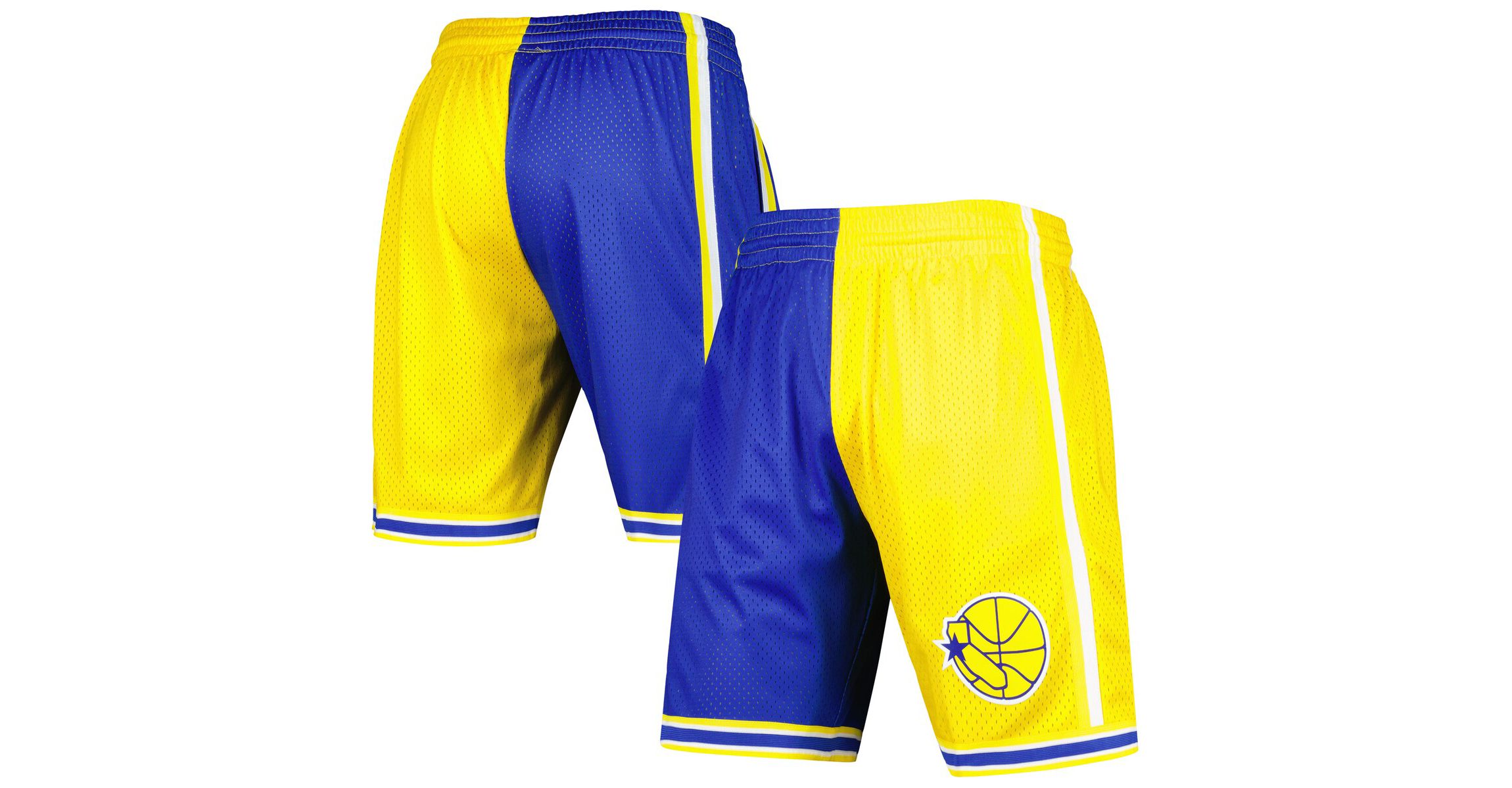 NBA Royal/Gold Golden State Warriors Hardwood Classics 1995 Split Swingman Shorts