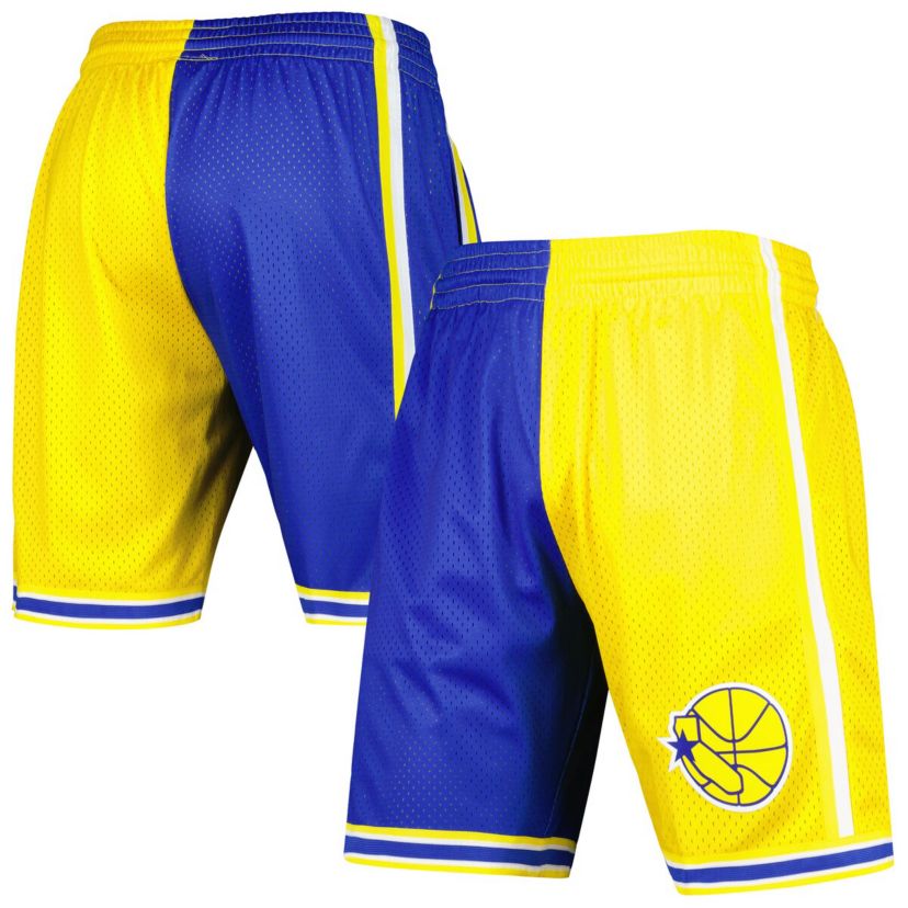 NBA Royal/Gold Golden State Warriors Hardwood Classics 1995 Split Swingman Shorts