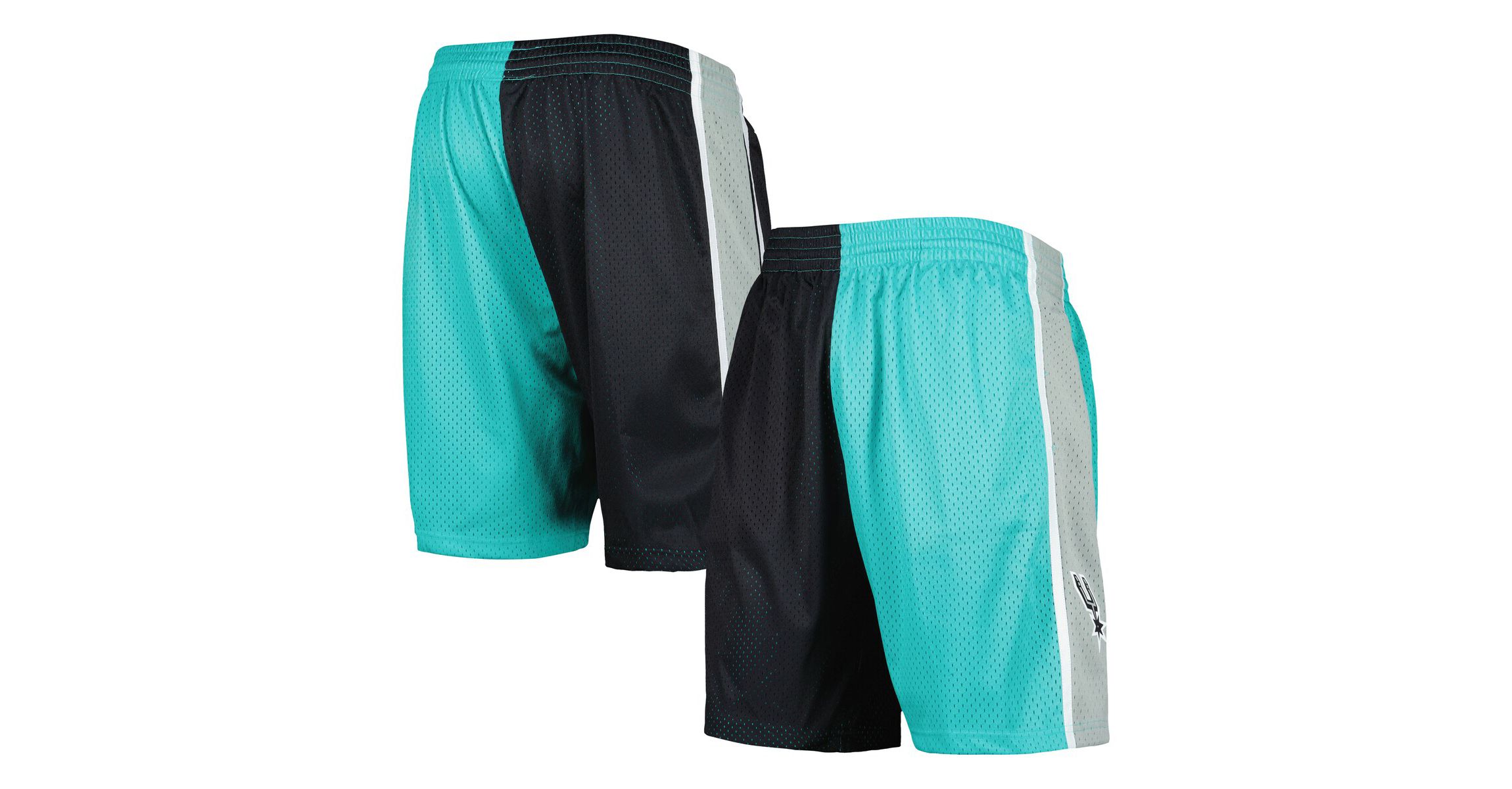 NBA Teal/Black San Antonio Spurs Hardwood Classics 1998 Split Swingman Shorts