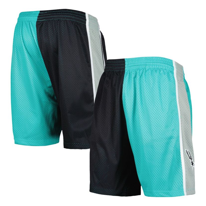 NBA Teal/Black San Antonio Spurs Hardwood Classics 1998 Split Swingman Shorts
