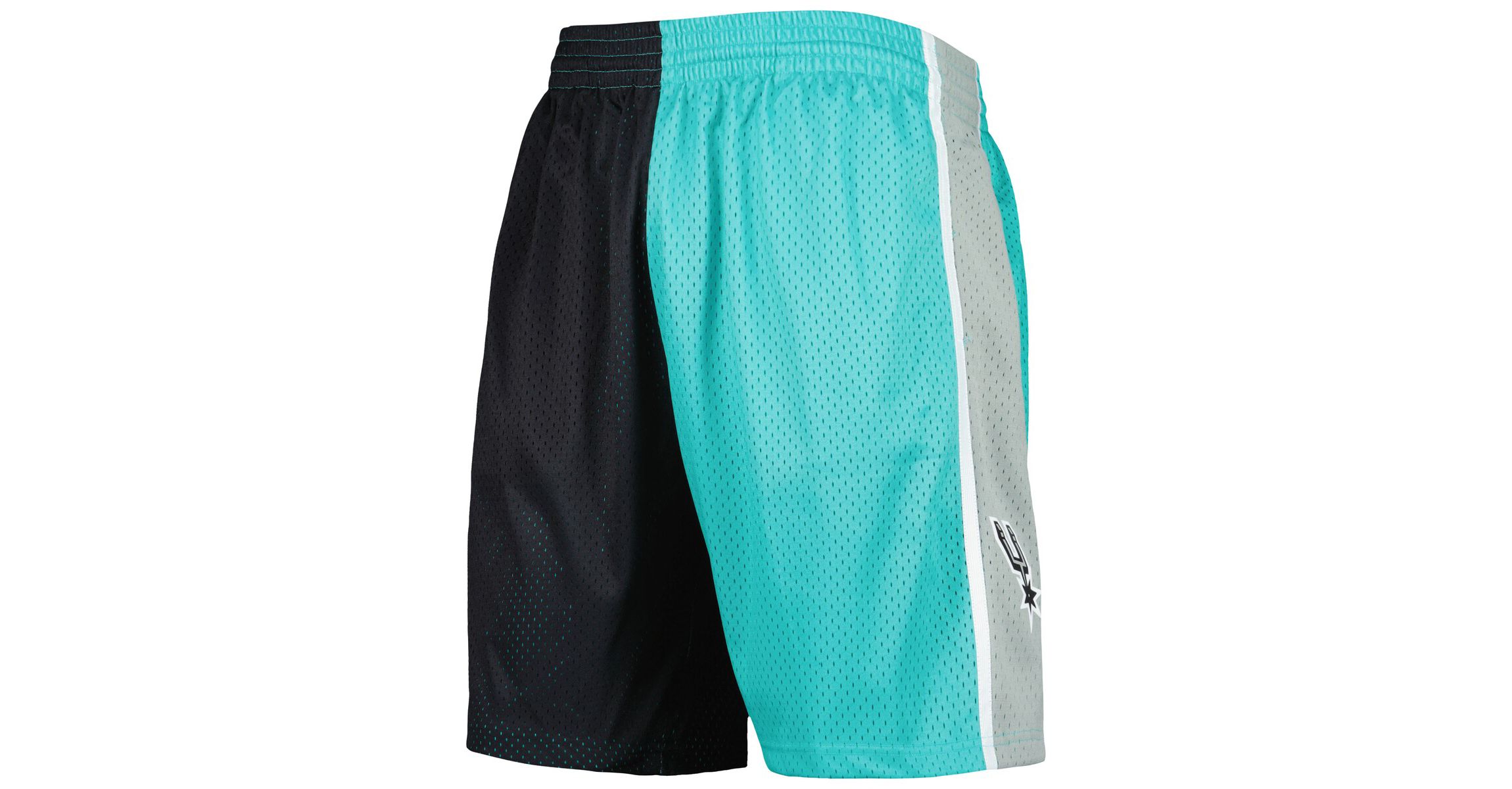 NBA Teal/Black San Antonio Spurs Hardwood Classics 1998 Split Swingman Shorts