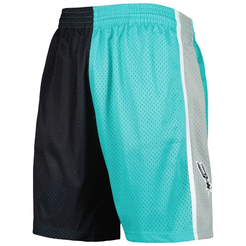 NBA Teal/Black San Antonio Spurs Hardwood Classics 1998 Split Swingman Shorts