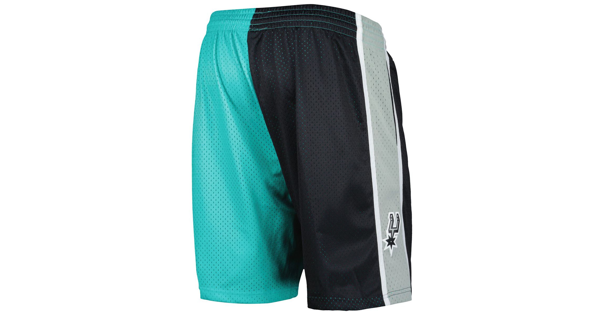 NBA Teal/Black San Antonio Spurs Hardwood Classics 1998 Split Swingman Shorts