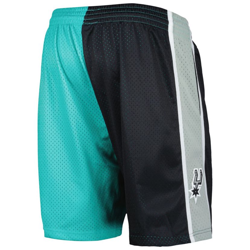 NBA Teal/Black San Antonio Spurs Hardwood Classics 1998 Split Swingman Shorts