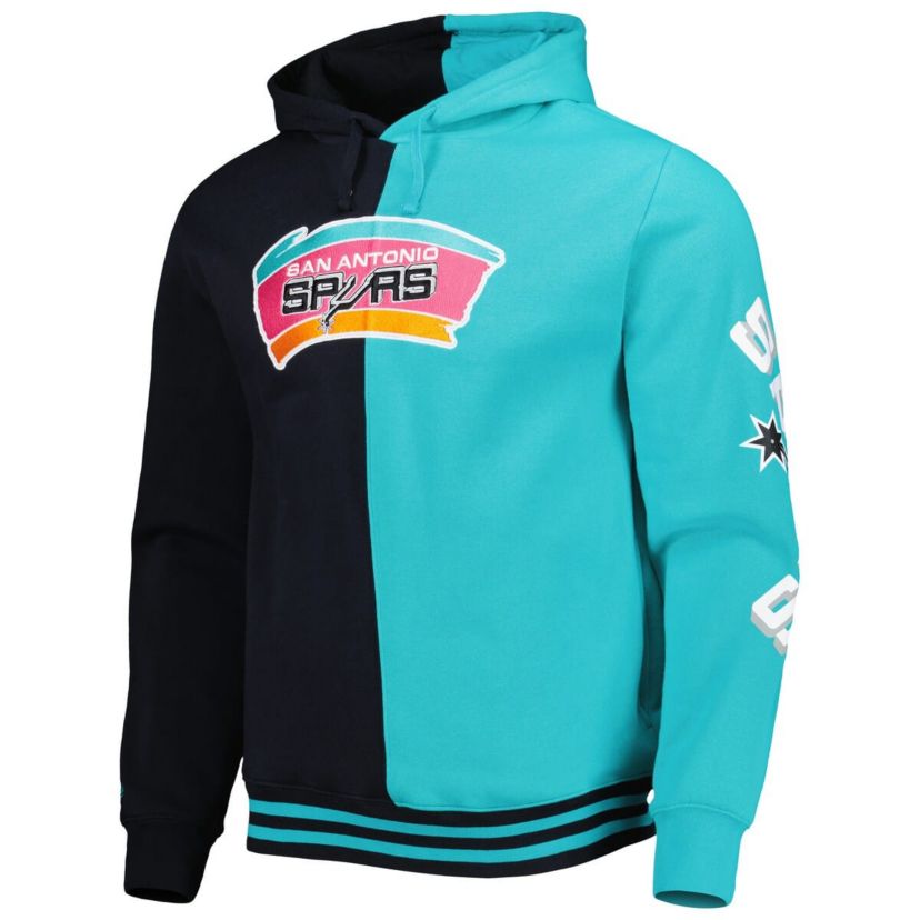 NBA Black/Teal San Antonio Spurs Hardwood Classics Split Pullover Hoodie