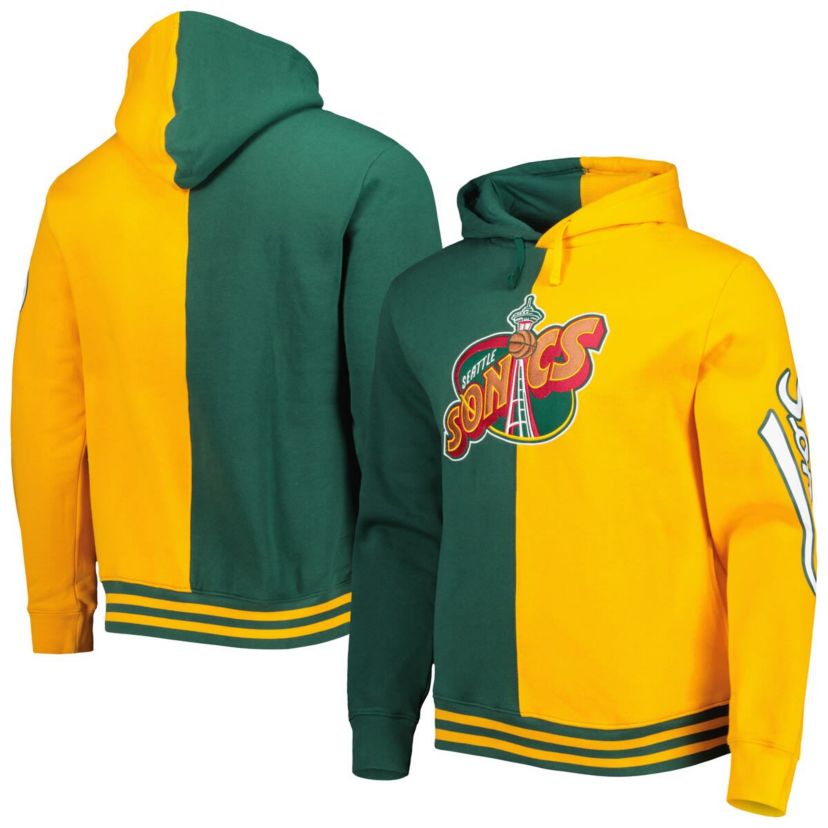 Hardwood Classic Teams Seattle SuperSonics Hardwood Classics Split Pullover Hoodie