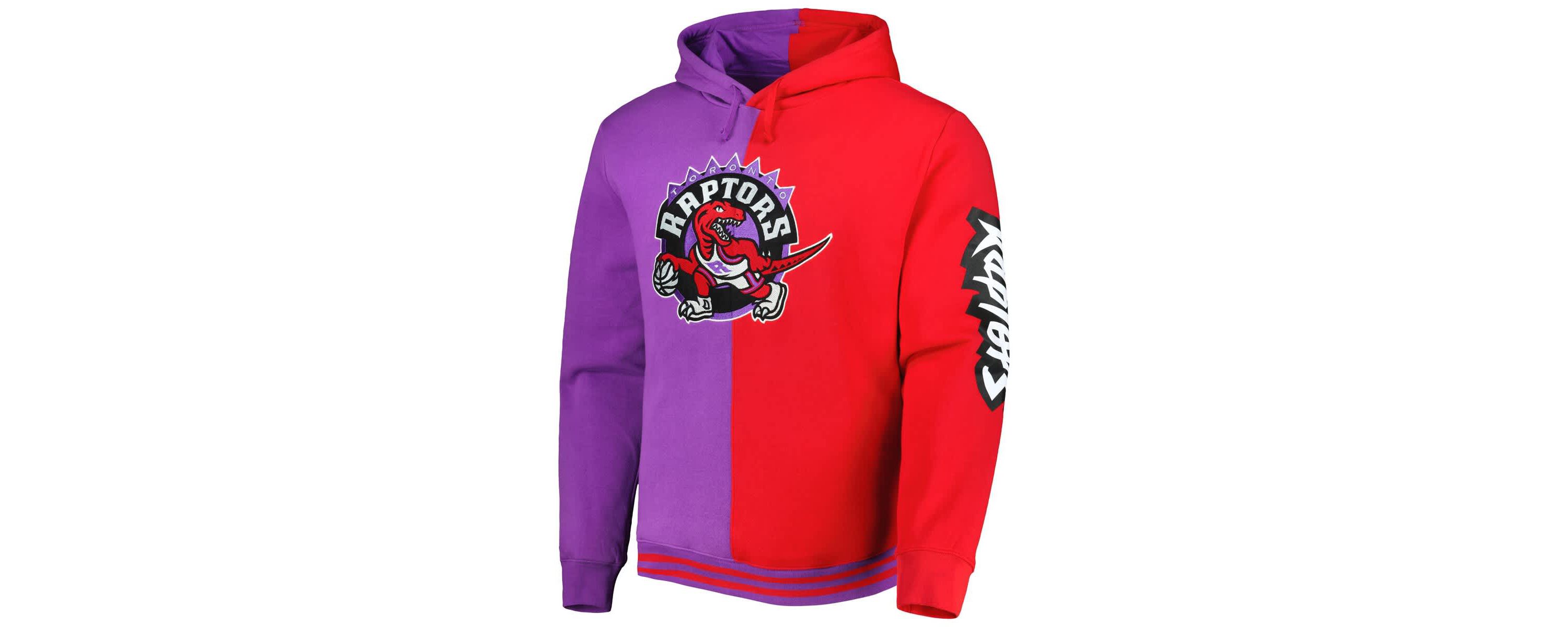 NBA Purple/Red Toronto Raptors Hardwood Classics Split Pullover Hoodie