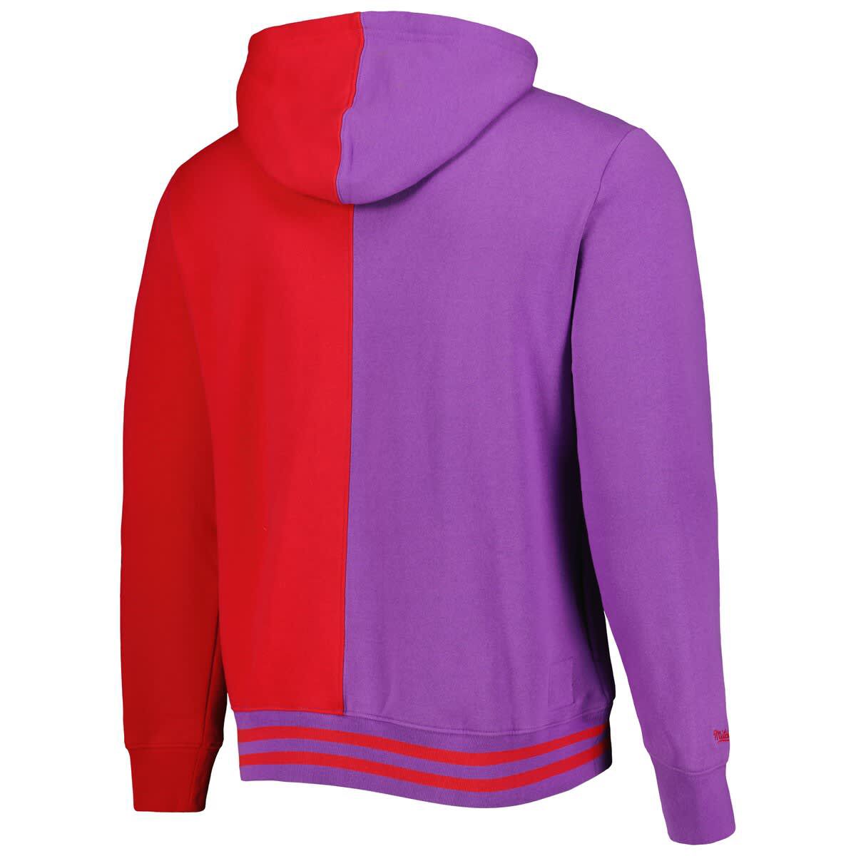 NBA Purple/Red Toronto Raptors Hardwood Classics Split Pullover Hoodie