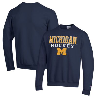 Champion Men's NCAA Michigan Wolverines Stack Logo Hockey Powerblend Pullover Sweatshirt