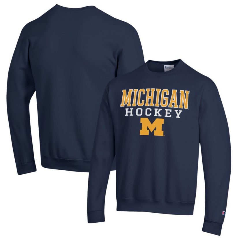 NCAA Michigan Wolverines Stack Logo Hockey Powerblend Pullover Sweatshirt