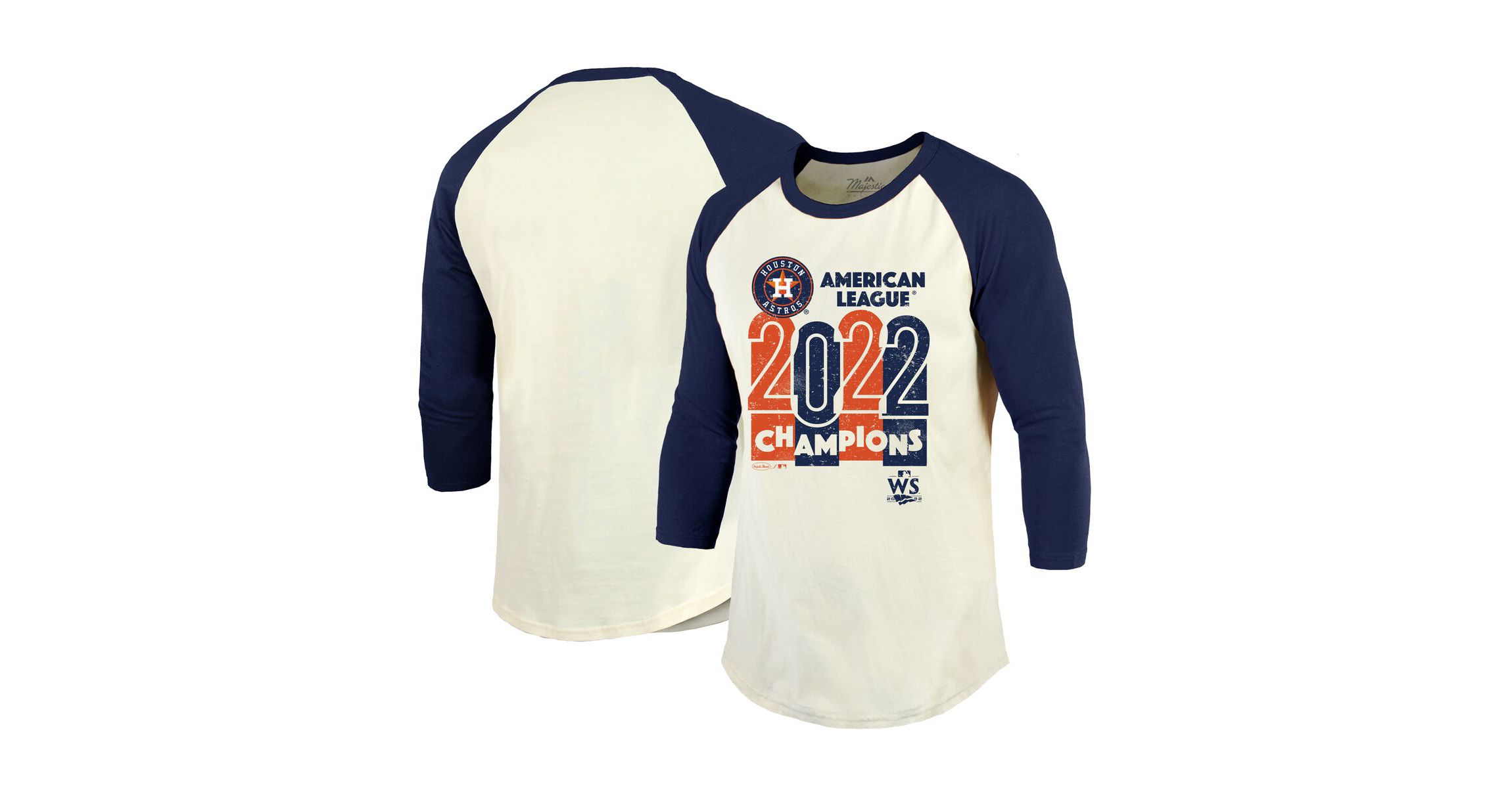 MLB Cream/Navy Houston Astros 2022 American League s Yearbook Tri-Blend 3/4 Raglan Sleeve T-Shirt