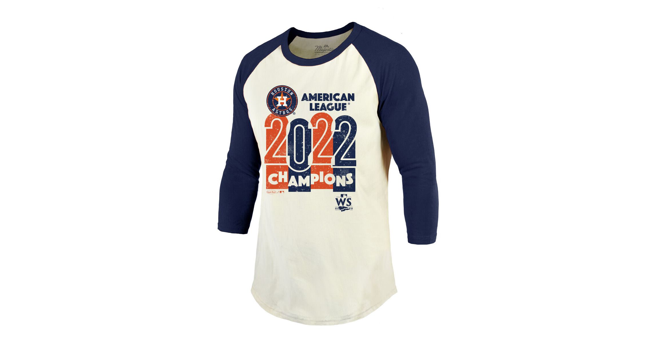 MLB Cream/Navy Houston Astros 2022 American League s Yearbook Tri-Blend 3/4 Raglan Sleeve T-Shirt