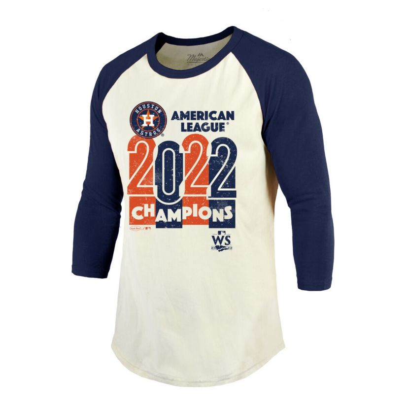 MLB Cream/Navy Houston Astros 2022 American League s Yearbook Tri-Blend 3/4 Raglan Sleeve T-Shirt