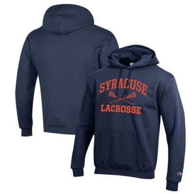Champion Men's Syracuse Orange NCAA Syracuse Lacrosse Icon Powerblend Pullover Hoodie, Navy Blue, 3XL