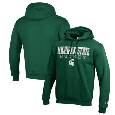 Champion Men's NCAA Michigan State Spartans Stack Logo Hockey Powerblend Pullover Hoodie
