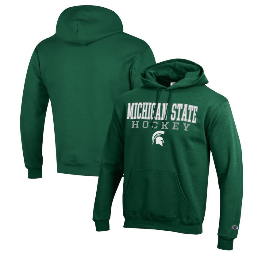 NCAA Michigan State Spartans Stack Logo Hockey Powerblend Pullover Hoodie