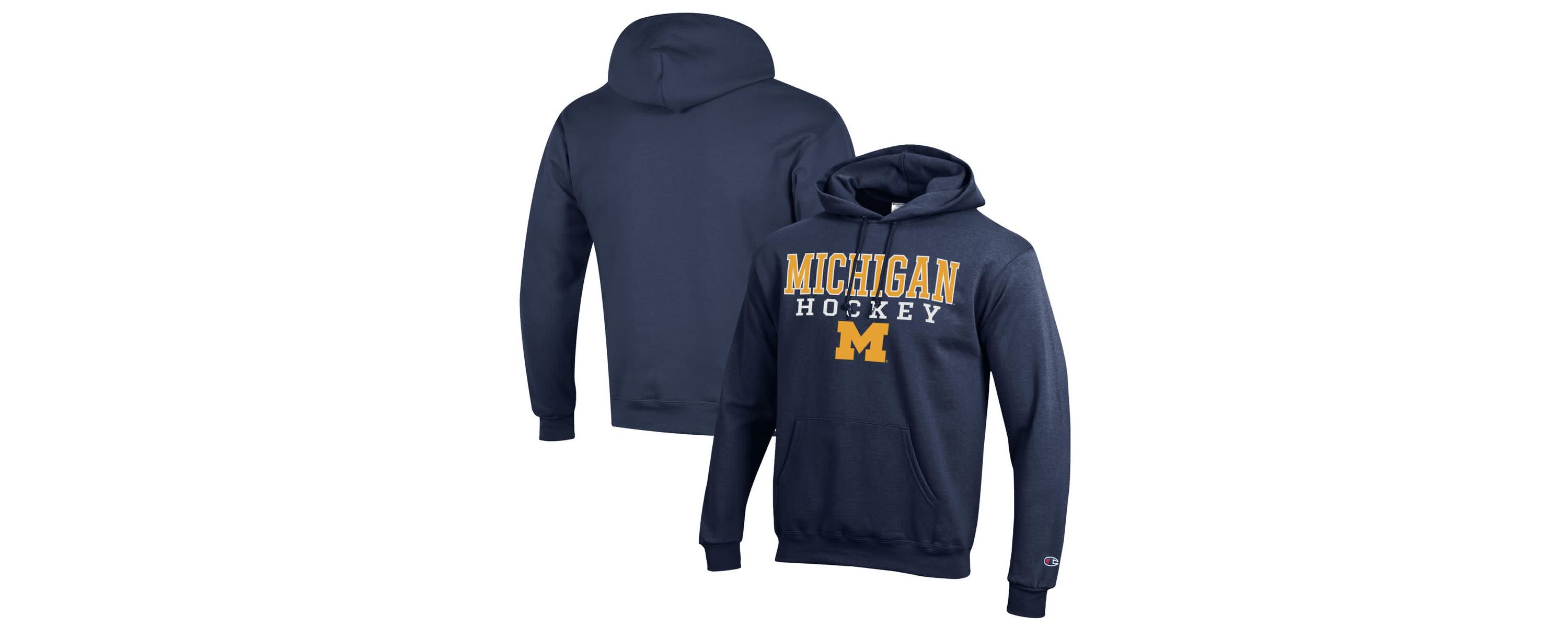 NCAA Michigan Wolverines Stack Logo Hockey Powerblend Pullover Hoodie