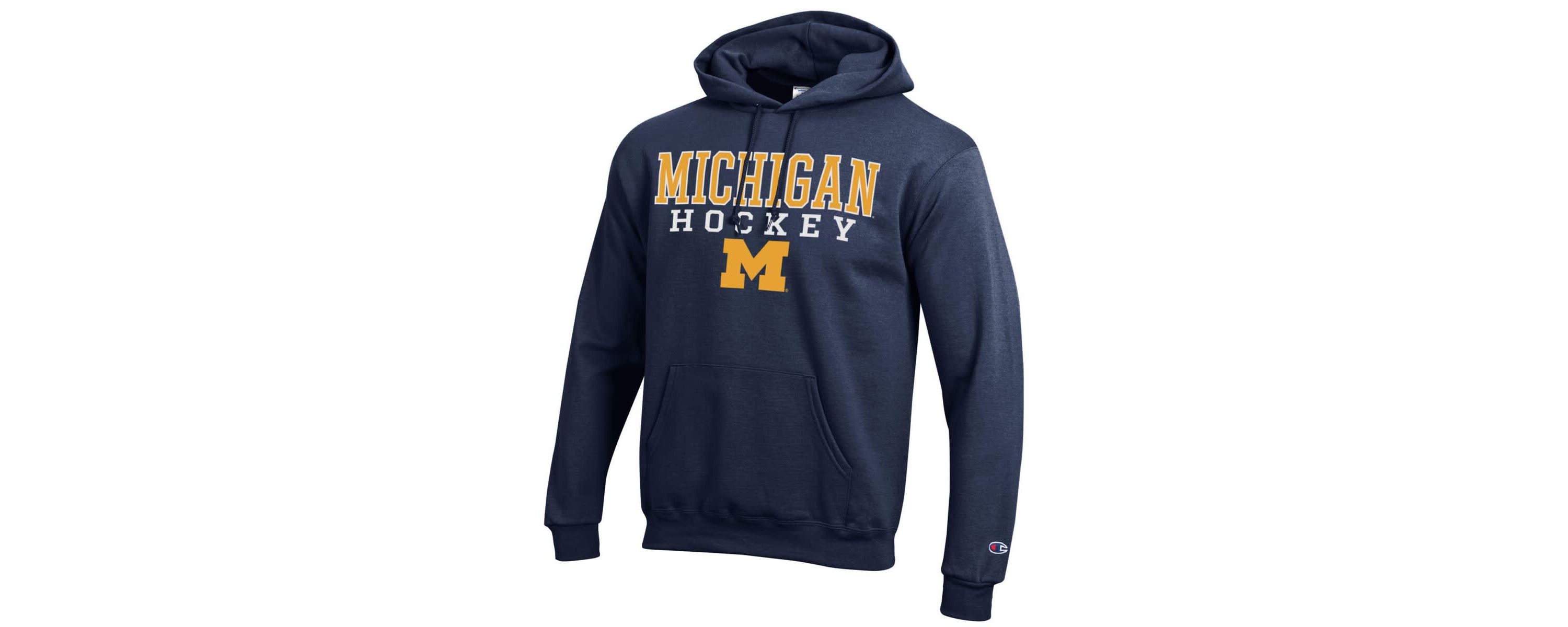 NCAA Michigan Wolverines Stack Logo Hockey Powerblend Pullover Hoodie