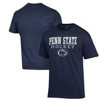 Champion Men's NCAA Penn State Nittany Lions Stack Logo Hockey Powerblend T-Shirt, Navy Blue, 3XL
