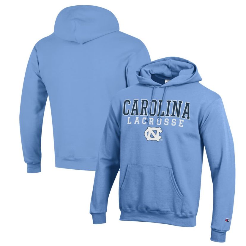 NCAA Carolina North Carolina Tar Heels Stack Logo Lacrosse Powerblend Pullover Hoodie