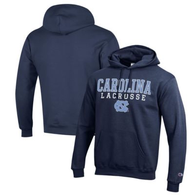 Champion Men's NCAA North Carolina Tar Heels Stack Logo Lacrosse Powerblend Pullover Hoodie, Navy Blue, 3XL