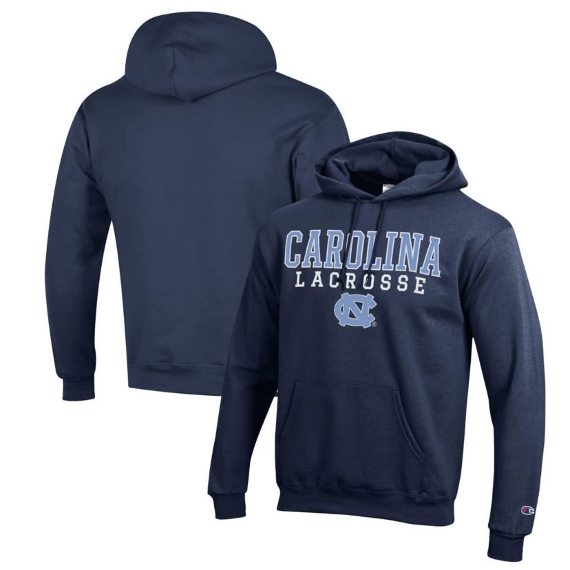 NCAA North Carolina Tar Heels Stack Logo Lacrosse Powerblend Pullover Hoodie