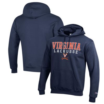 Champion Men's NCAA Virginia Cavaliers Stack Logo Lacrosse Powerblend Pullover Hoodie, Navy Blue, 3XL