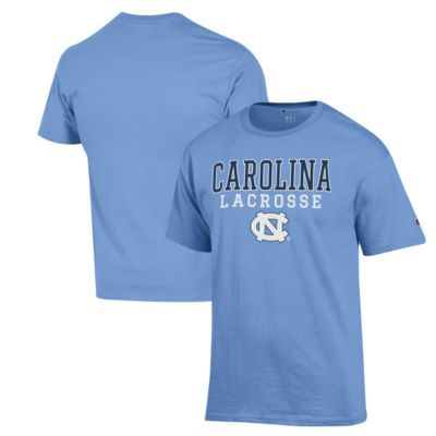 Champion Men's NCAA Carolina North Carolina Tar Heels Stack Logo Lacrosse Powerblend T-Shirt, Light Blue, 3XL
