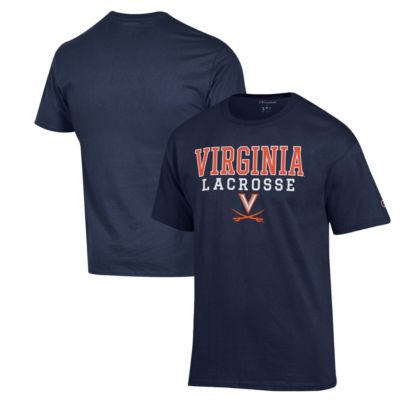 Champion Men's NCAA Virginia Cavaliers Stack Logo Lacrosse Powerblend T-Shirt, Navy Blue, 2XL