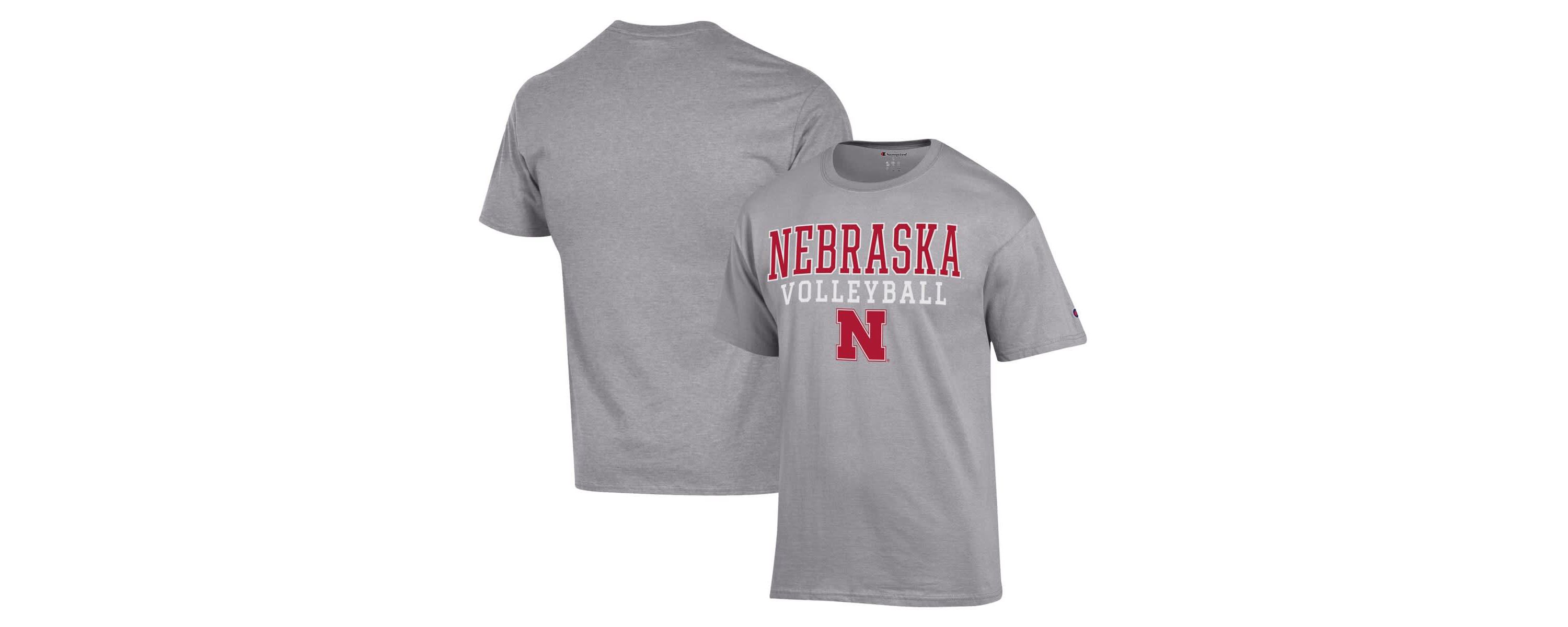 NCAA Nebraska Huskers Stack Logo Volleyball Powerblend T-Shirt