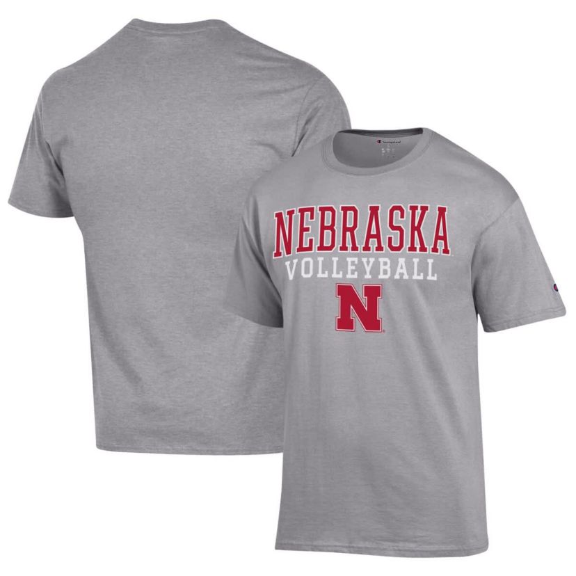 NCAA Nebraska Huskers Stack Logo Volleyball Powerblend T-Shirt