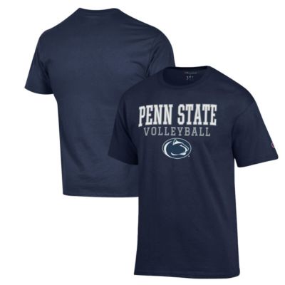 Champion Men's NCAA Penn State Nittany Lions Stack Logo Volleyball Powerblend T-Shirt, Navy Blue, Large