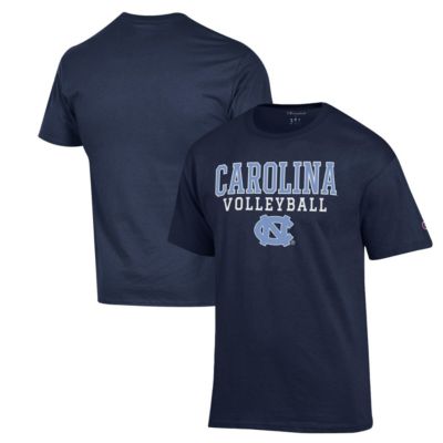 Champion Men's NCAA North Carolina Tar Heels Stack Logo Volleyball Powerblend T-Shirt, Navy Blue, 3XL