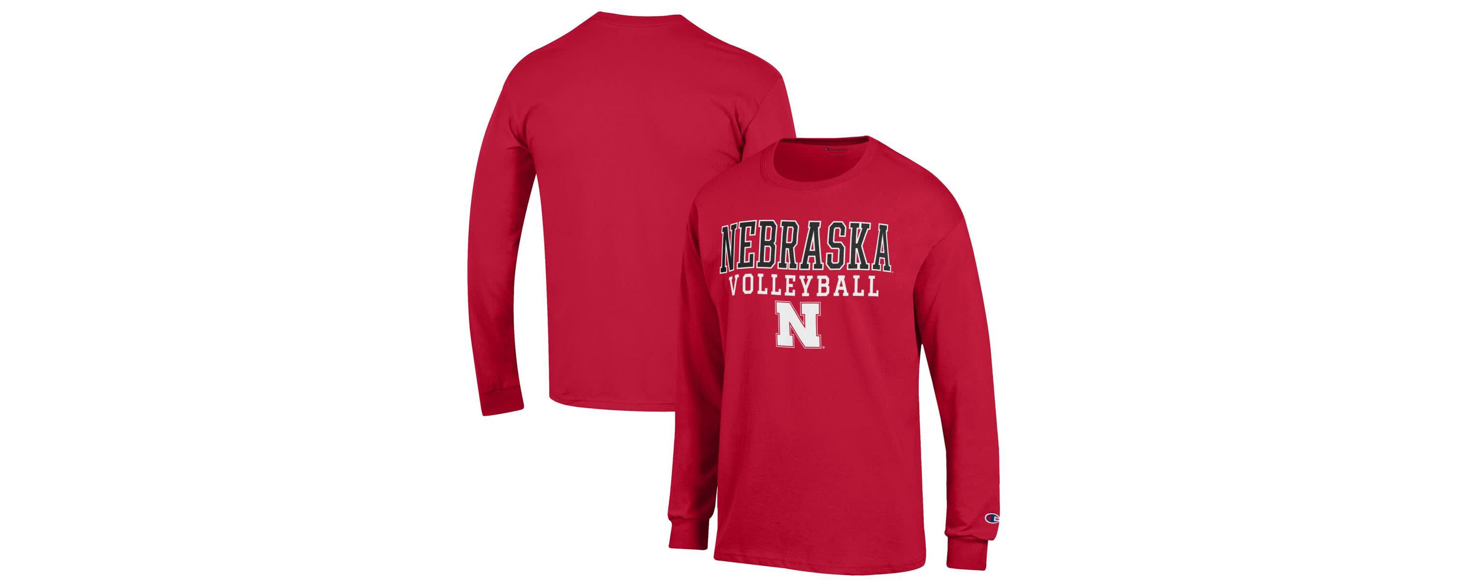 NCAA Nebraska Huskers Stack Logo Volleyball Powerblend Long Sleeve T-Shirt
