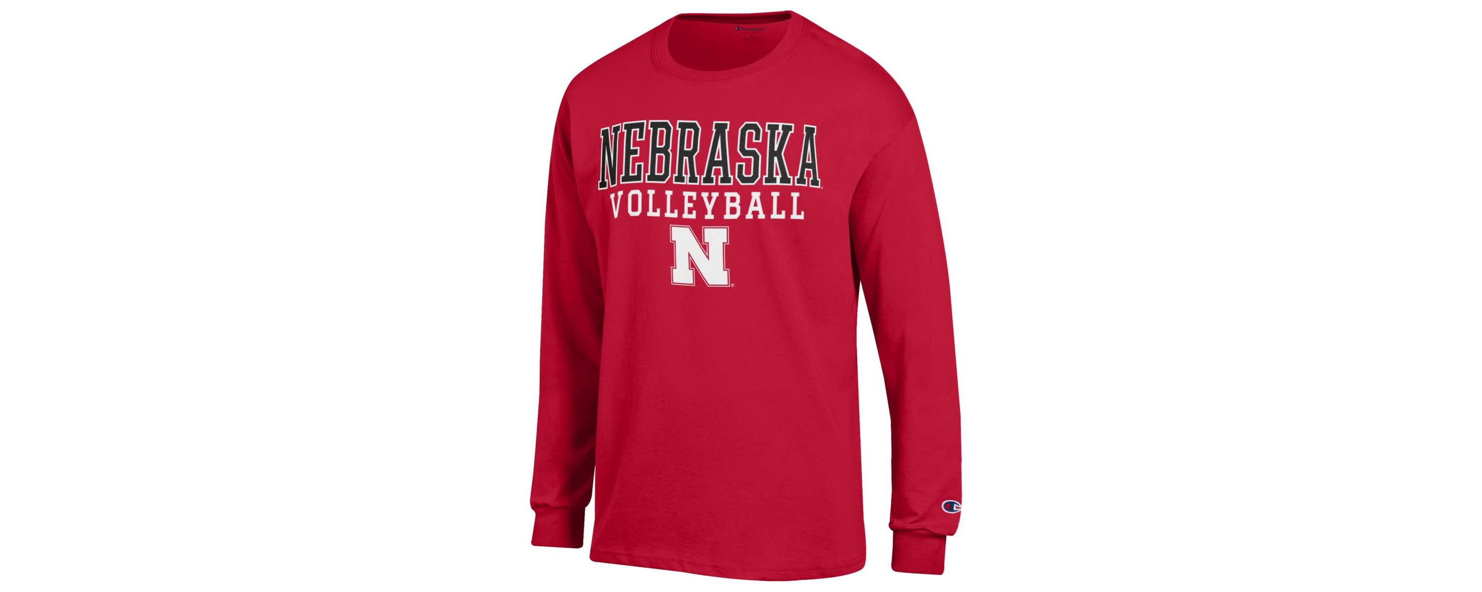 NCAA Nebraska Huskers Stack Logo Volleyball Powerblend Long Sleeve T-Shirt