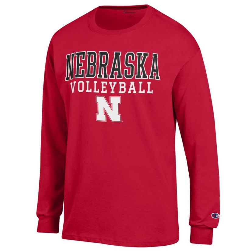 NCAA Nebraska Huskers Stack Logo Volleyball Powerblend Long Sleeve T-Shirt