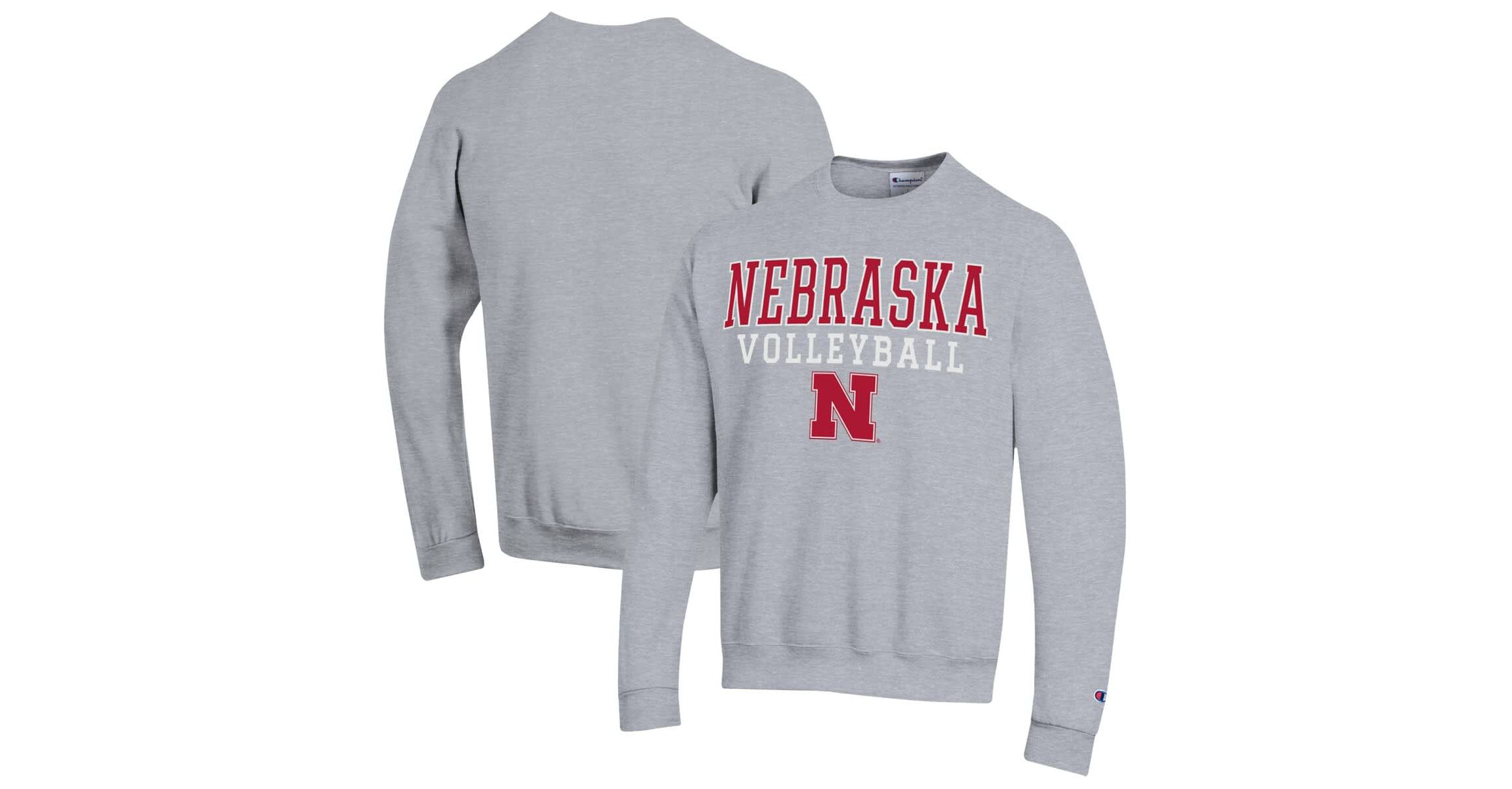NCAA Nebraska Huskers Stack Logo Volleyball Powerblend Pullover Sweatshirt