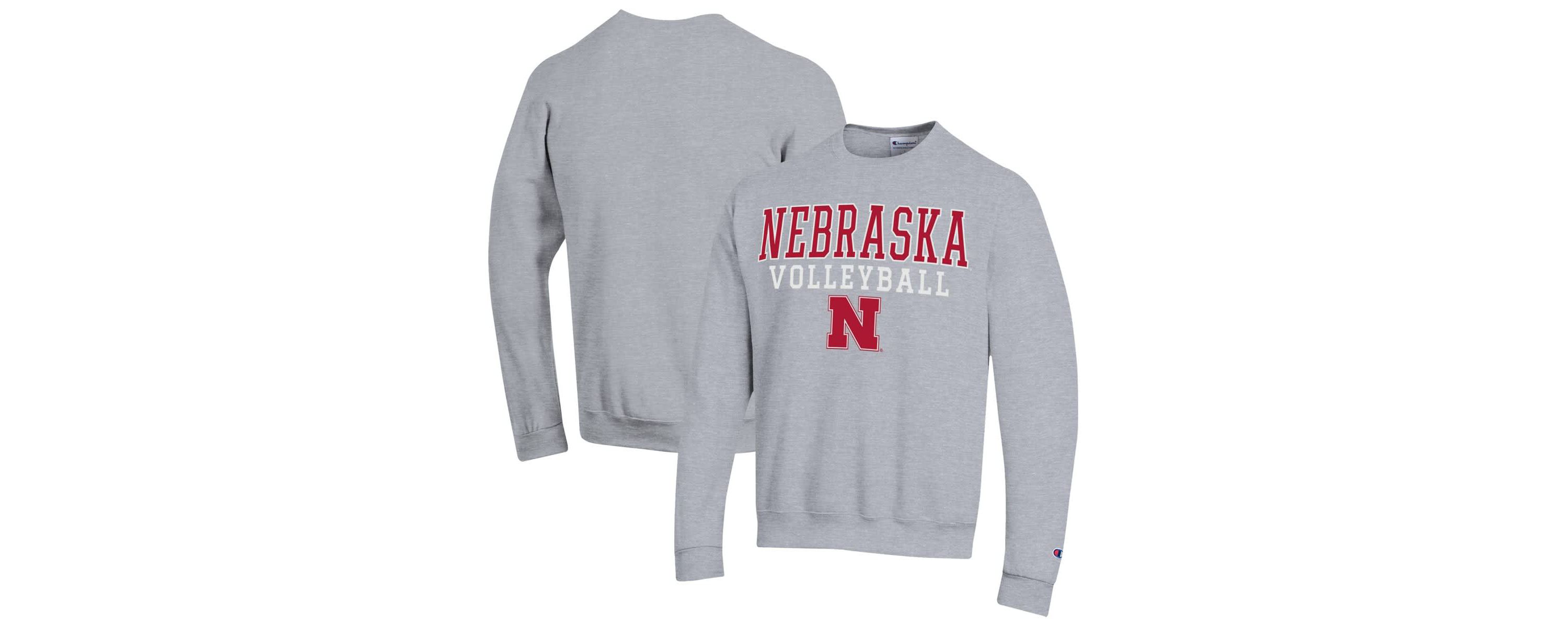 NCAA Nebraska Huskers Stack Logo Volleyball Powerblend Pullover Sweatshirt
