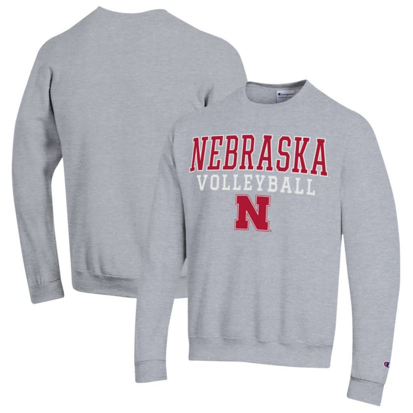 NCAA Nebraska Huskers Stack Logo Volleyball Powerblend Pullover Sweatshirt