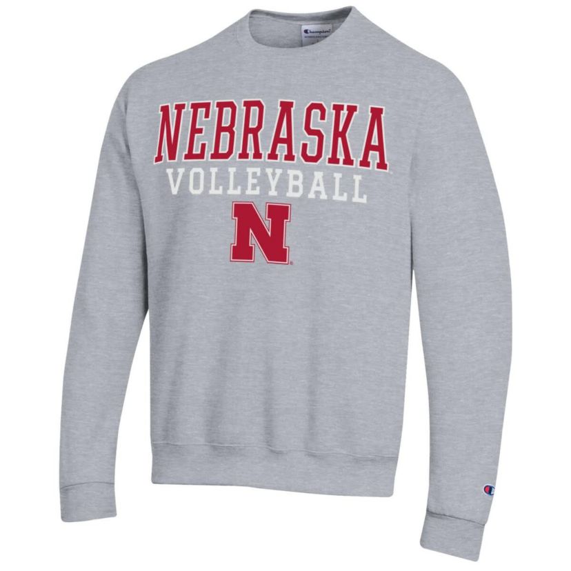 NCAA Nebraska Huskers Stack Logo Volleyball Powerblend Pullover Sweatshirt