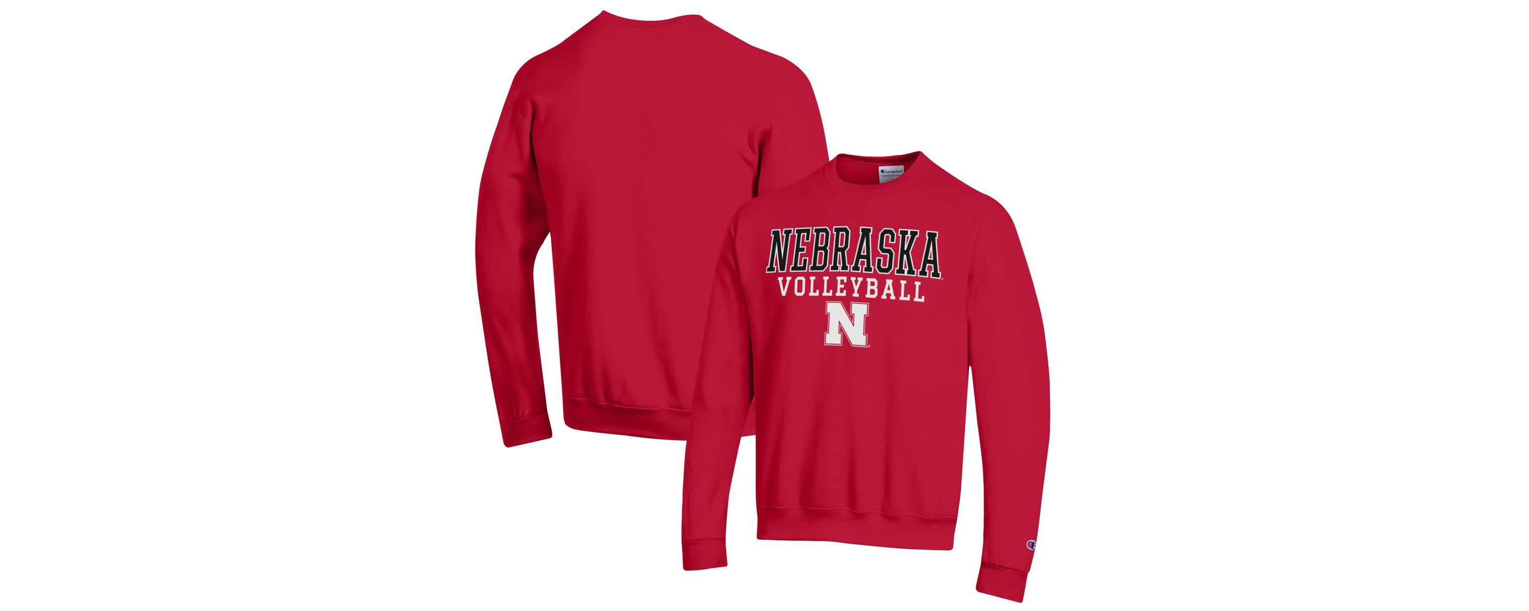NCAA Nebraska Huskers Stack Logo Volleyball Powerblend Pullover Sweatshirt