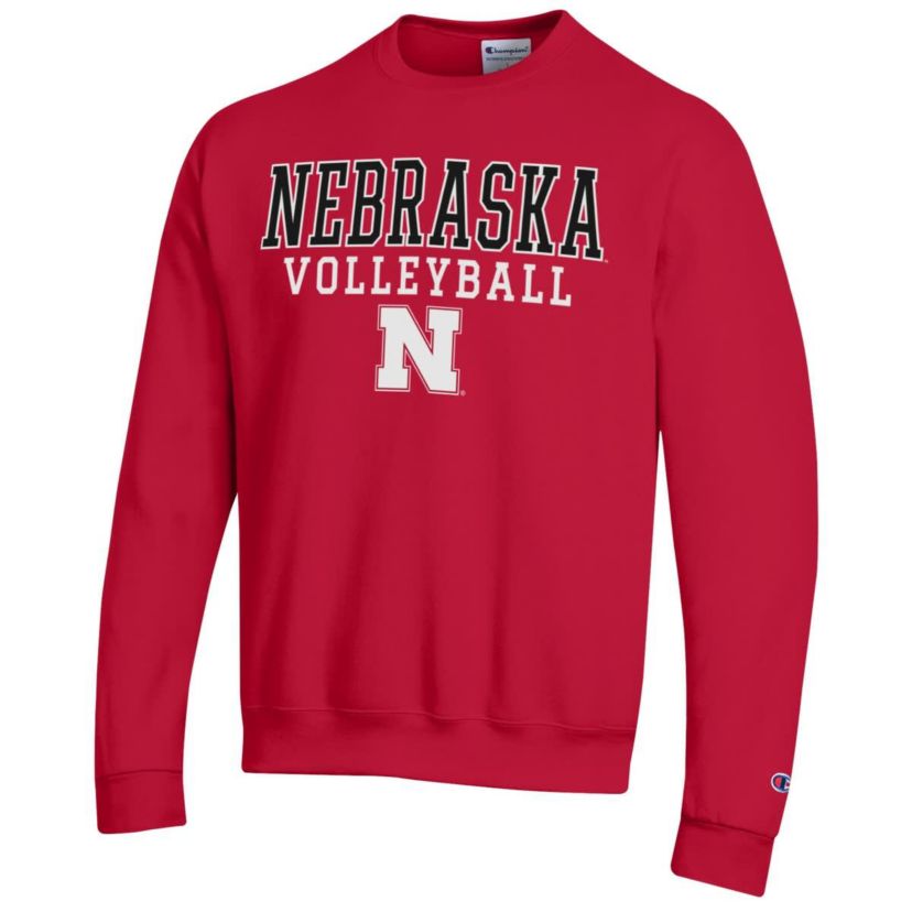 NCAA Nebraska Huskers Stack Logo Volleyball Powerblend Pullover Sweatshirt
