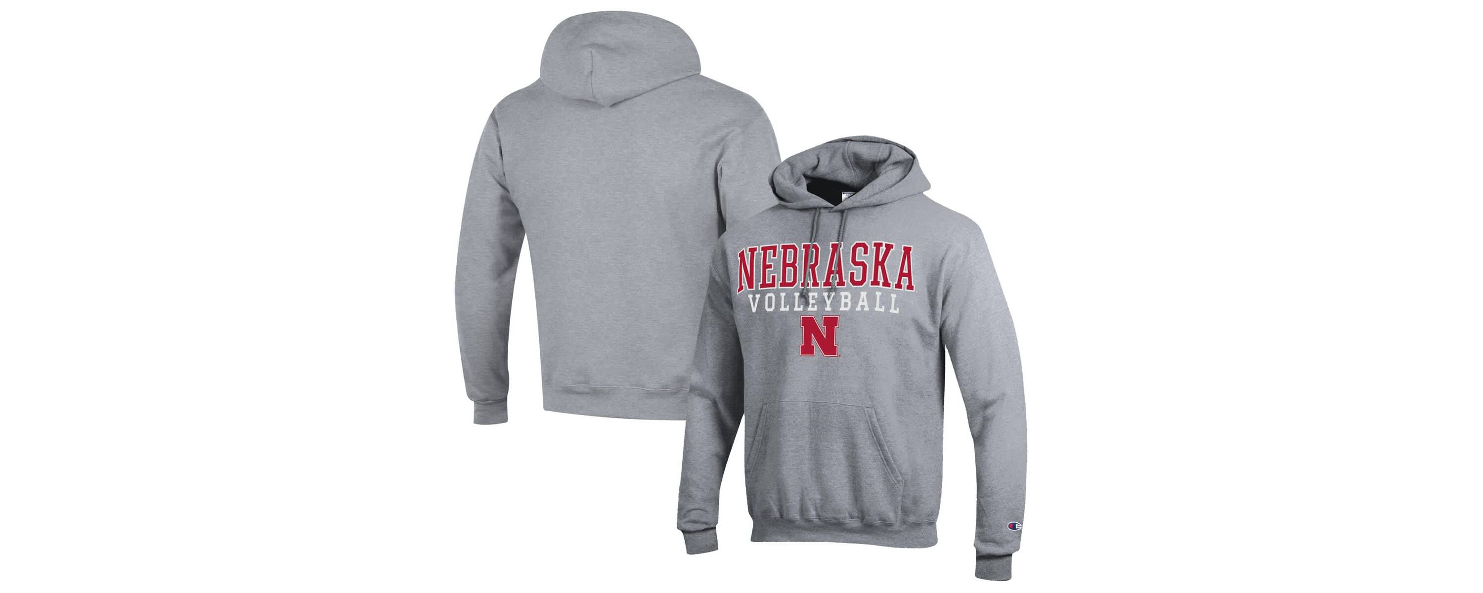 NCAA Nebraska Huskers Stack Logo Volleyball Powerblend Pullover Hoodie