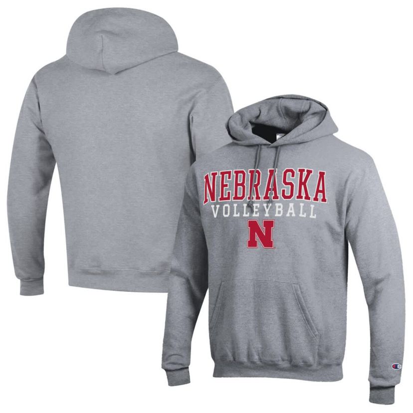 NCAA Nebraska Huskers Stack Logo Volleyball Powerblend Pullover Hoodie