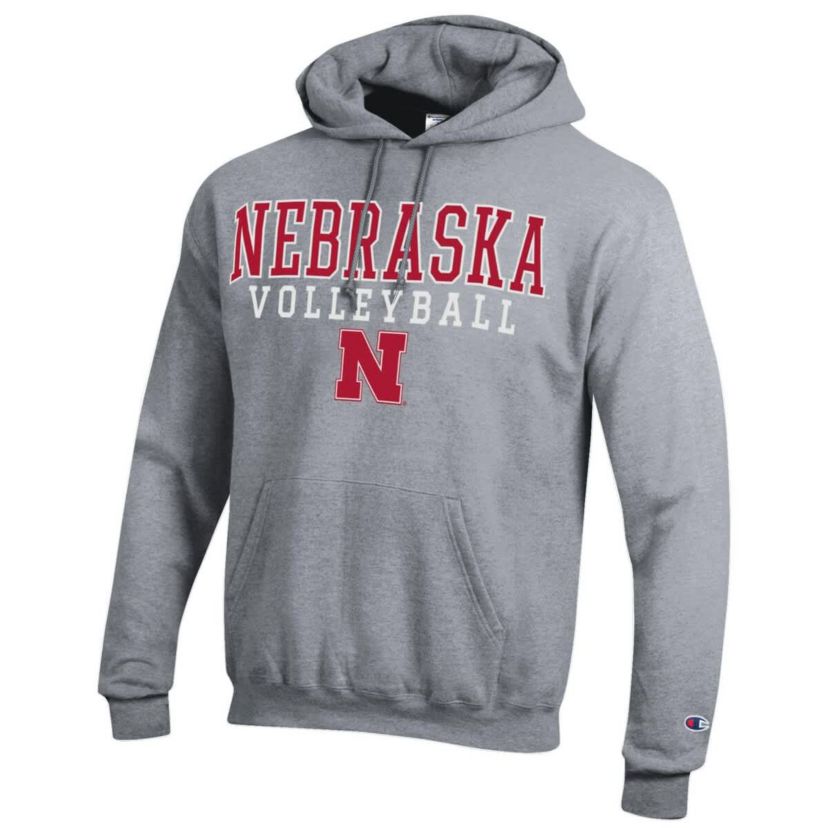 NCAA Nebraska Huskers Stack Logo Volleyball Powerblend Pullover Hoodie