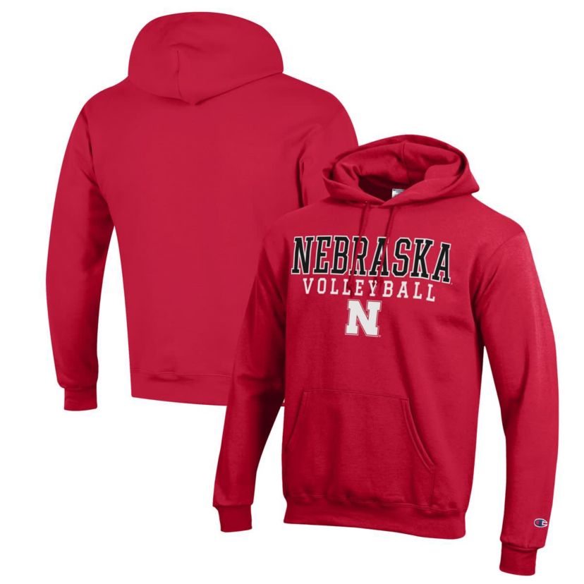 NCAA Nebraska Huskers Stack Logo Volleyball Powerblend Pullover Hoodie