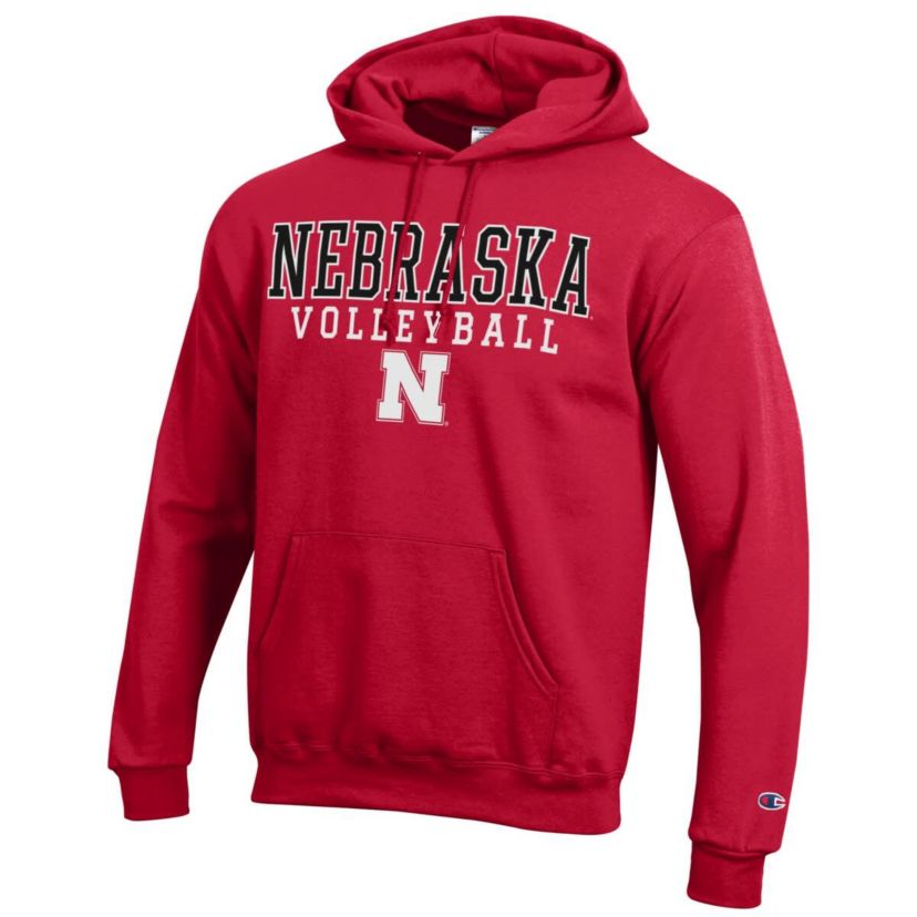 NCAA Nebraska Huskers Stack Logo Volleyball Powerblend Pullover Hoodie