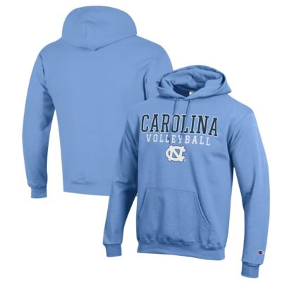 Champion Men's NCAA Carolina North Carolina Tar Heels Stack Logo Volleyball Powerblend Pullover Hoodie, Light Blue, 2XL