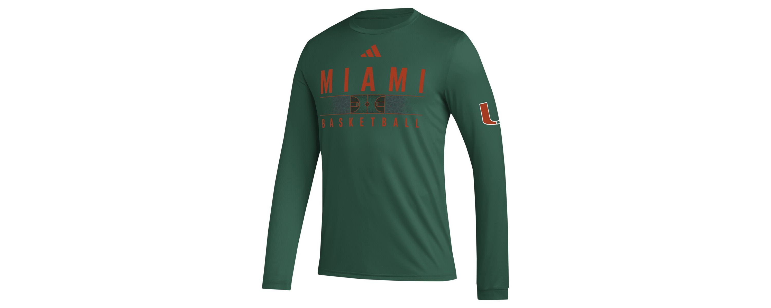 Miami (FL) Hurricanes NCAA Miami Hurricanes Practice Basketball Pregame AEROREADY Long Sleeve T-Shirt
