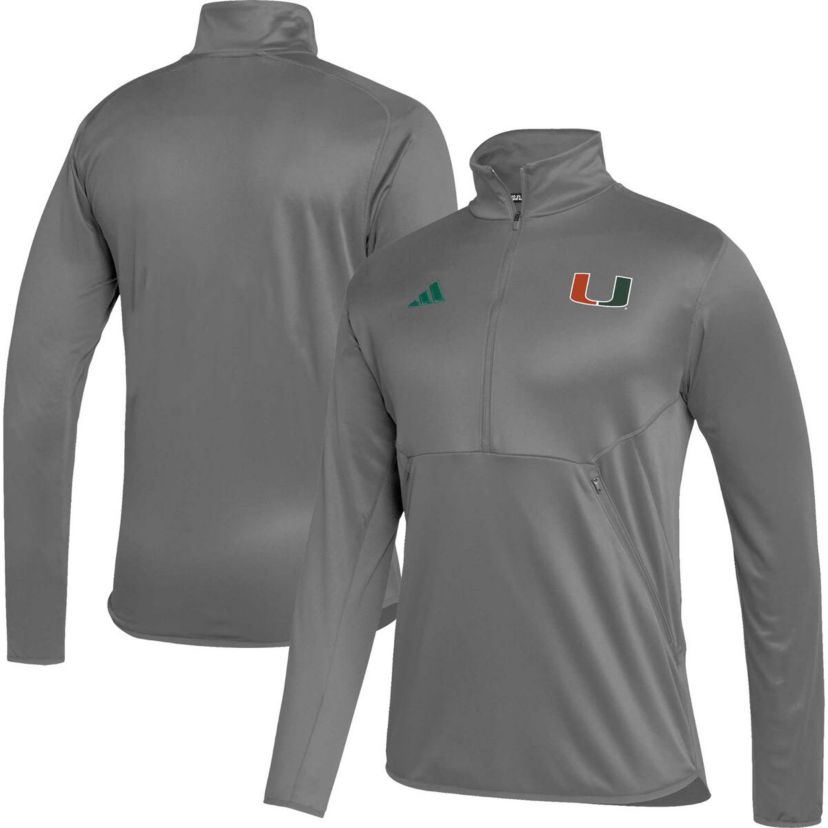 Miami (FL) Hurricanes NCAA Miami Hurricanes 2023 Sideline AEROREADY Half-Zip Top